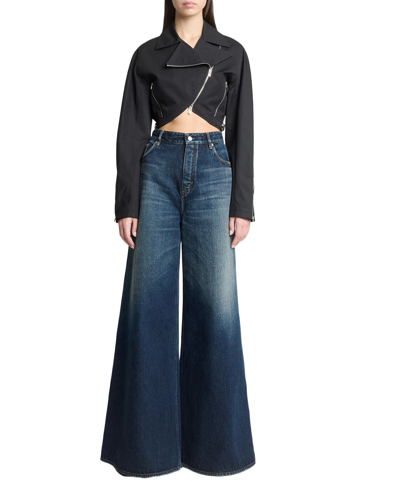 Cropped Cotton Poplin Biker Jacket Cropped Cotton Poplin Biker Jacket