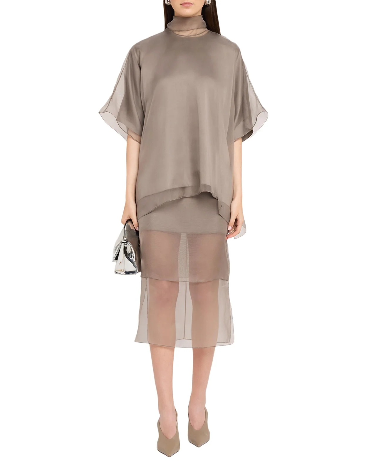 Brett Layered Silk Organza Midi Pencil Skirt Brett Layered Silk Organza Midi Pencil Skirt