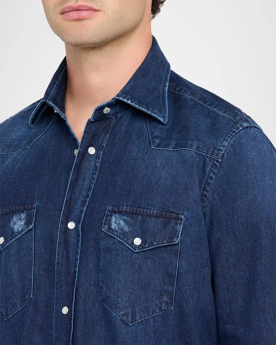 Sartorio Men's Cotton Pocket Button-Down Shirt | Thumbnail 4 Sartorio Men's Cotton Pocket Button-Down Shirt | Thumbnail 4