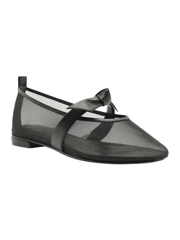 Clarita Mesh Leather Ballerina Flats