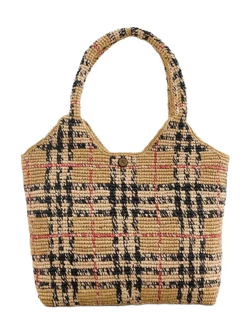 Burberry Margate Medium Raffia Tote Bag