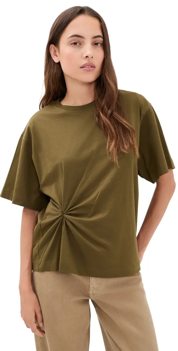 House of Dagmar Knot T-Shirt Dark Olive Green | Image 1 House of Dagmar Knot T-Shirt Dark Olive Green | Image 1