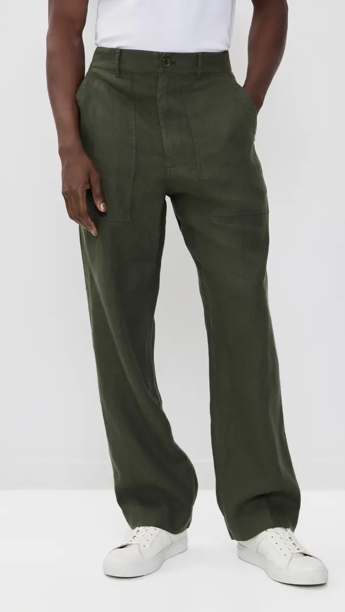 Alex Mill Garment Dyed Field Pants In Linen Dark Olive Green | Thumbnail 2