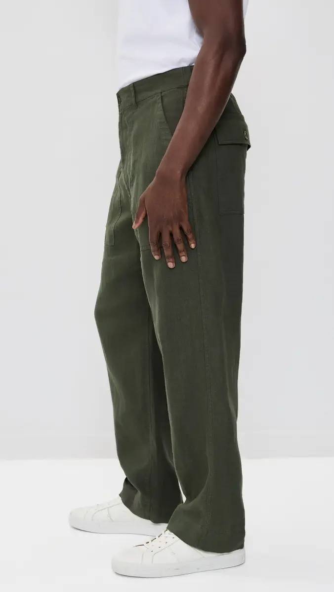 Alex Mill Garment Dyed Field Pants In Linen Dark Olive Green | Thumbnail 4