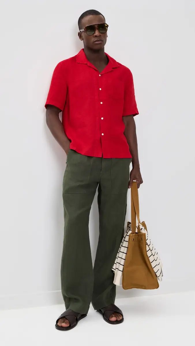 Alex Mill Garment Dyed Field Pants In Linen Dark Olive Green | Thumbnail 5