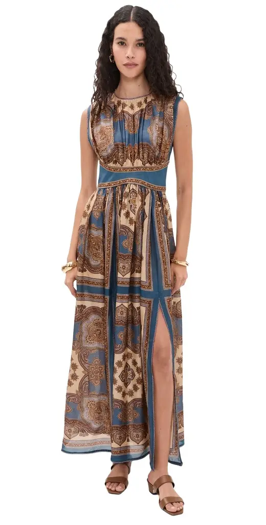 Zimmermann Mahon Waisted Silk Maxi Dress Dark Blue Paisley | Image 1 Zimmermann Mahon Waisted Silk Maxi Dress Dark Blue Paisley | Image 1