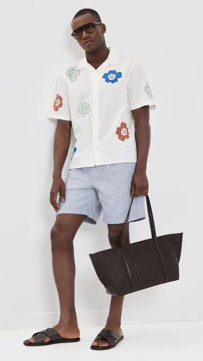 Wax London Kurt Cotton Linen Herringbone Shorts | Thumbnail 5 Wax London Kurt Cotton Linen Herringbone Shorts | Thumbnail 5