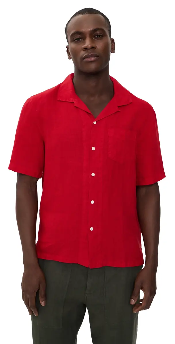 Alex Mill Camp Shirt in Linen Scarlet | Image 1 Alex Mill Camp Shirt in Linen Scarlet | Image 1