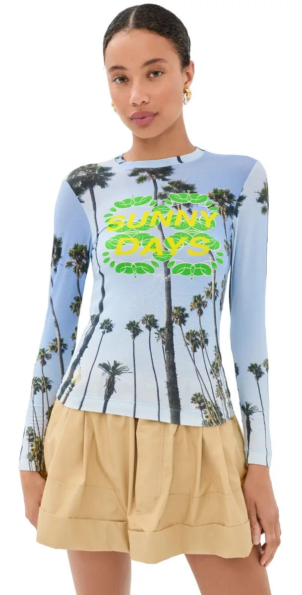 Meryll Rogge Fitted T-Shirt Blue Multi | Image 1 Meryll Rogge Fitted T-Shirt Blue Multi | Image 1