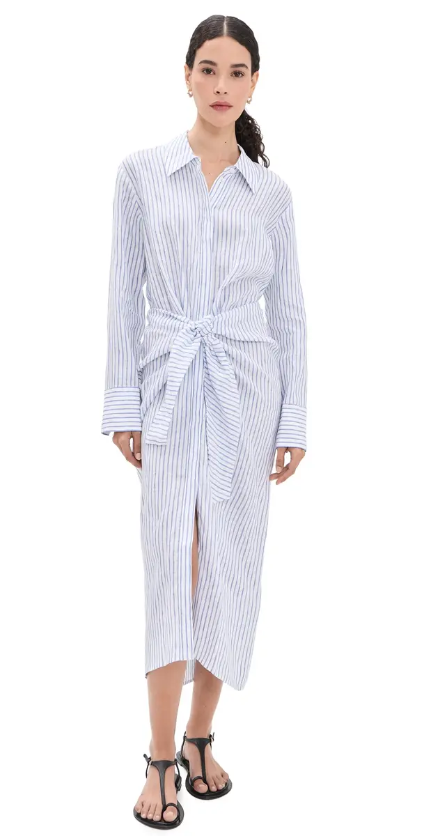 A.L.C. A. L.C. Mila Linen Dress White/Classic Blue | Image 1 A.L.C. A. L.C. Mila Linen Dress White/Classic Blue | Image 1