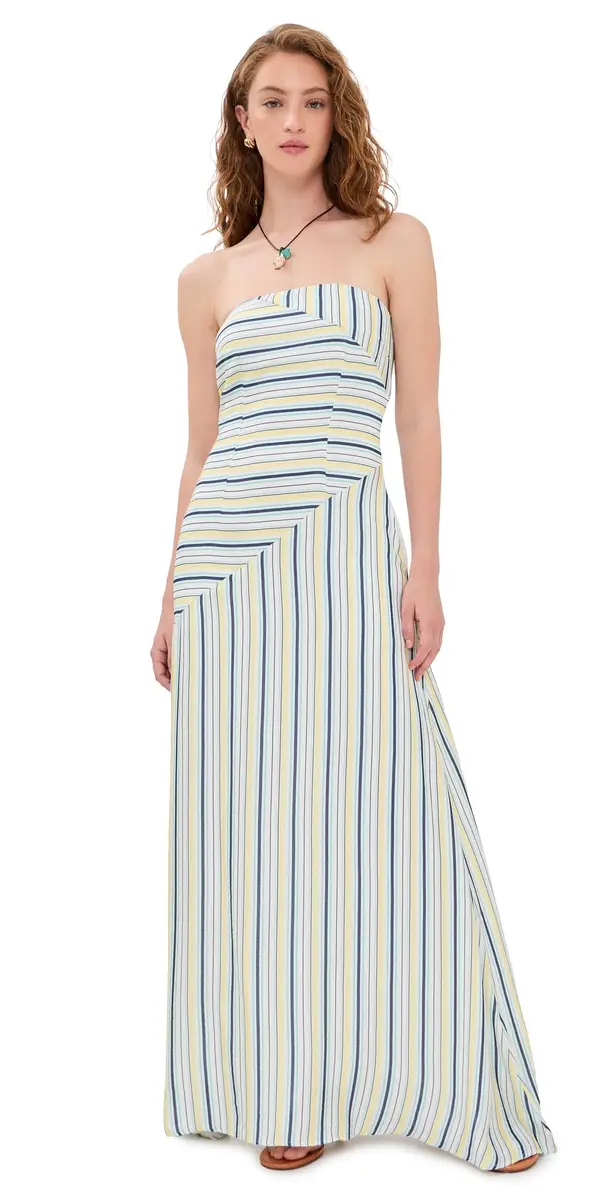 SEVEN WONDERS Calissa Maxi Dress Aqua/Lemon Stripe L | Image 1 SEVEN WONDERS Calissa Maxi Dress Aqua/Lemon Stripe L | Image 1