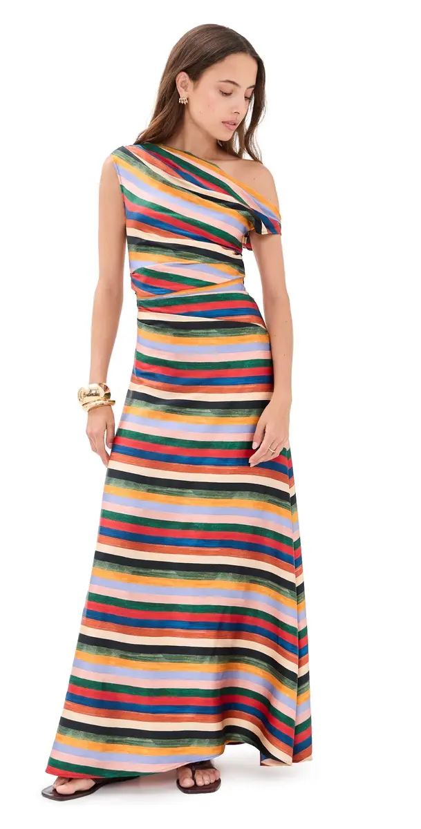 STAUD Phare Silk Maxi Dress Artist Stripe | Image 1 STAUD Phare Silk Maxi Dress Artist Stripe | Image 1
