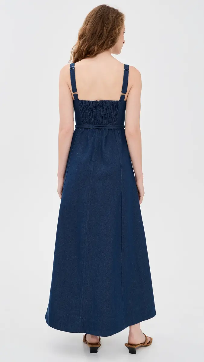 Moon River Self Belt Midi Denim Dress | Thumbnail 3 Moon River Self Belt Midi Denim Dress | Thumbnail 3