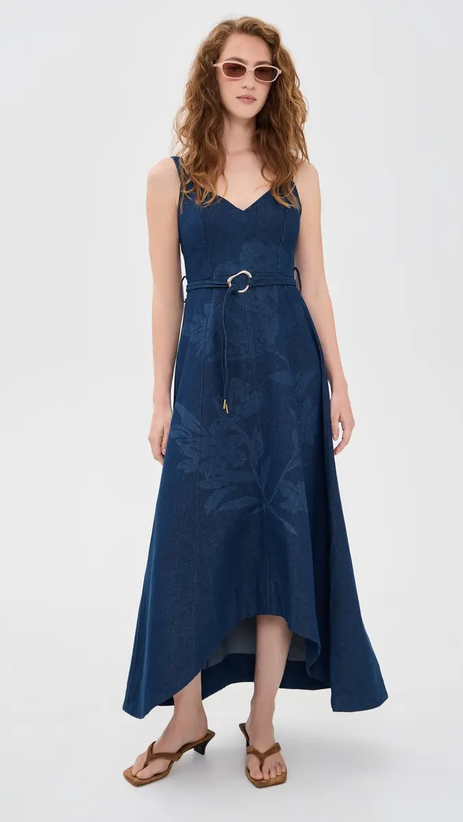 Moon River Self Belt Midi Denim Dress | Thumbnail 5 Moon River Self Belt Midi Denim Dress | Thumbnail 5