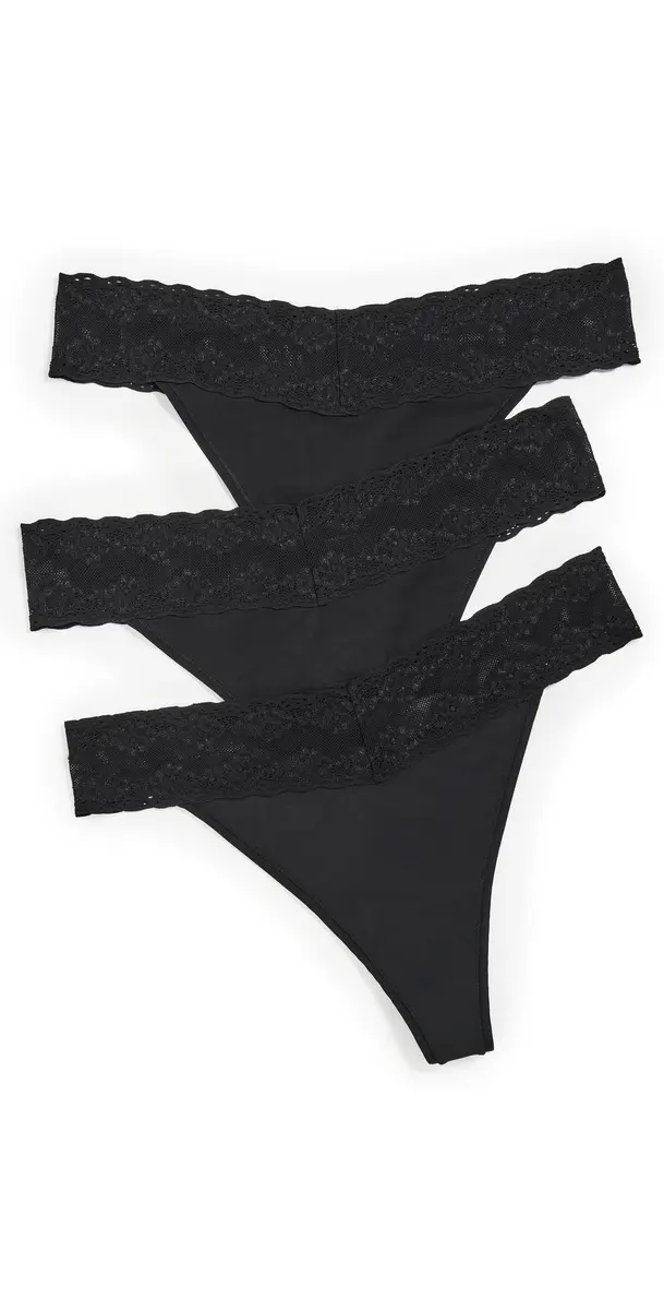 Natori Bliss Perfection One Size Classic Thong 3 Pack Black One Size | Image 1 Natori Bliss Perfection One Size Classic Thong 3 Pack Black One Size | Image 1