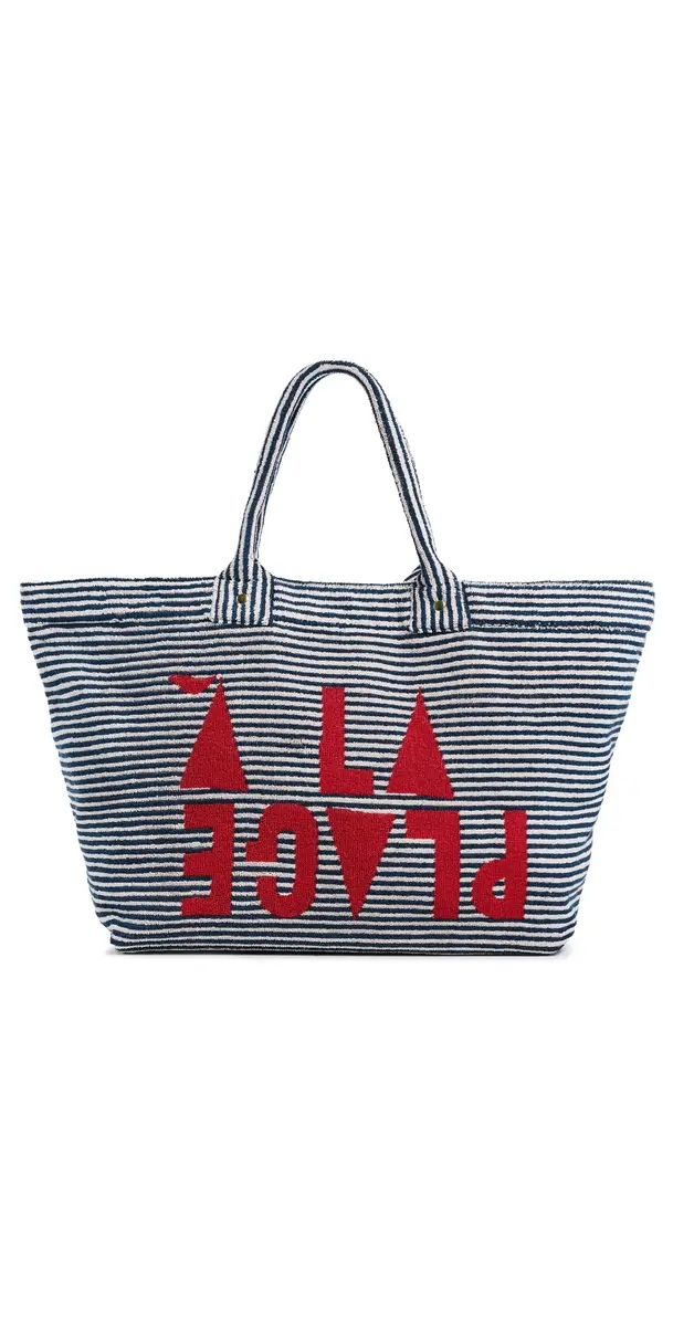 Clare V. Clare V. La Plage Tote Deep Dive/Cream One Size | Image 1 Clare V. Clare V. La Plage Tote Deep Dive/Cream One Size | Image 1