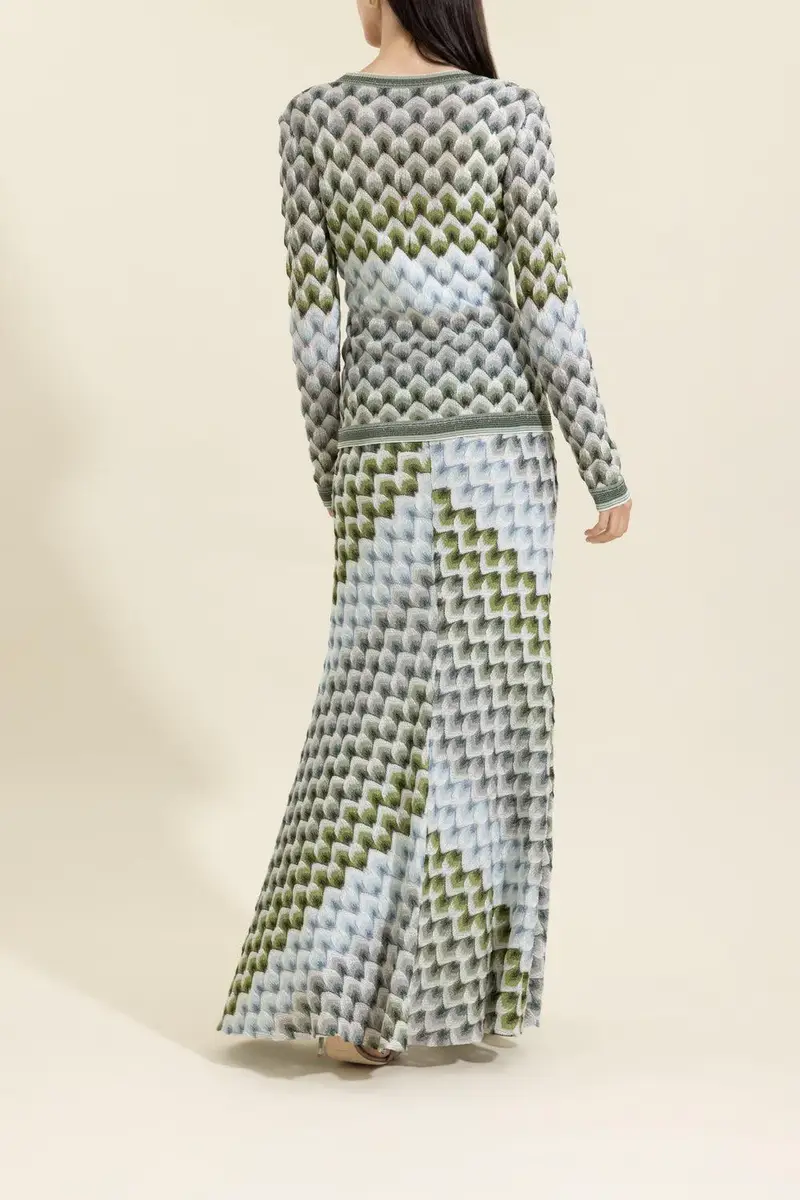 Missoni Long Knit Skirt - Green Light Blue White | Thumbnail 4 Missoni Long Knit Skirt - Green Light Blue White | Thumbnail 4