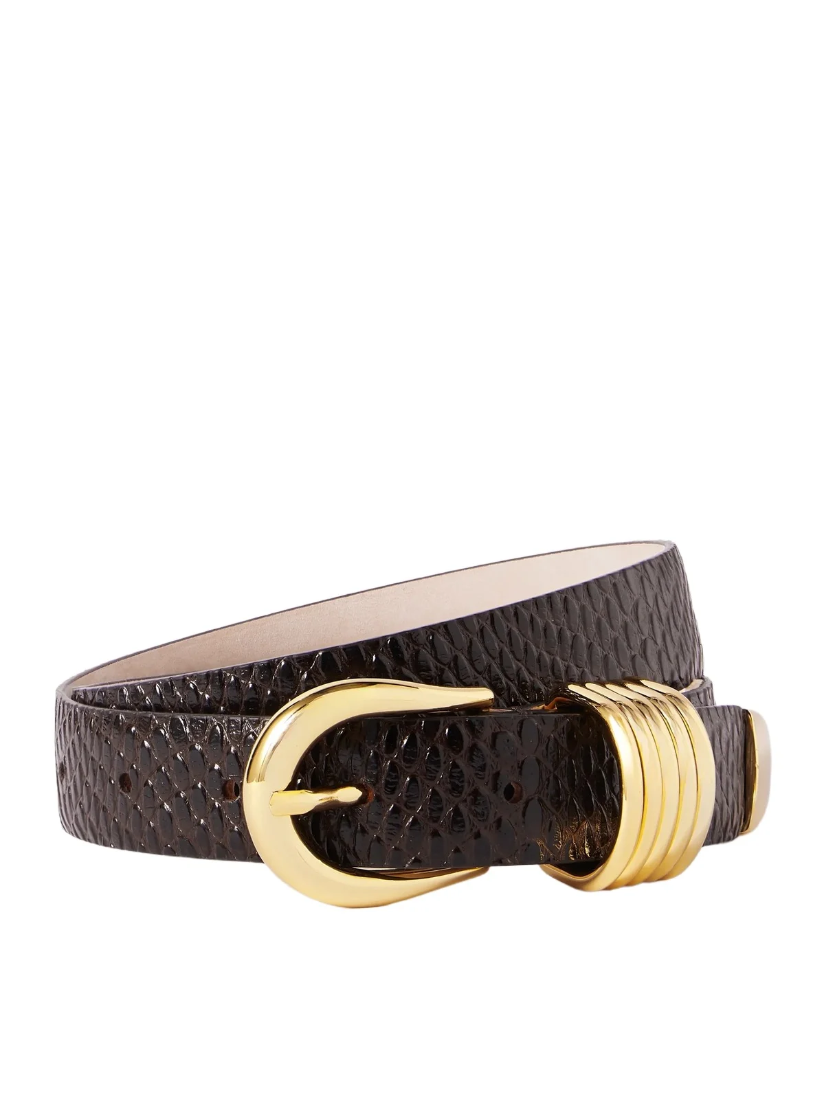 Hollyhock Viper Snake-effect Leather Belt