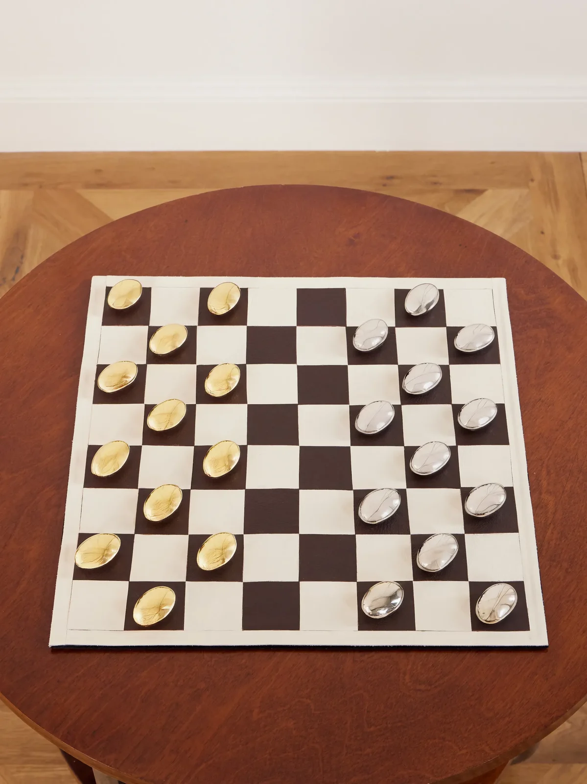 Fourth Street Leather And Brass Checkers Set