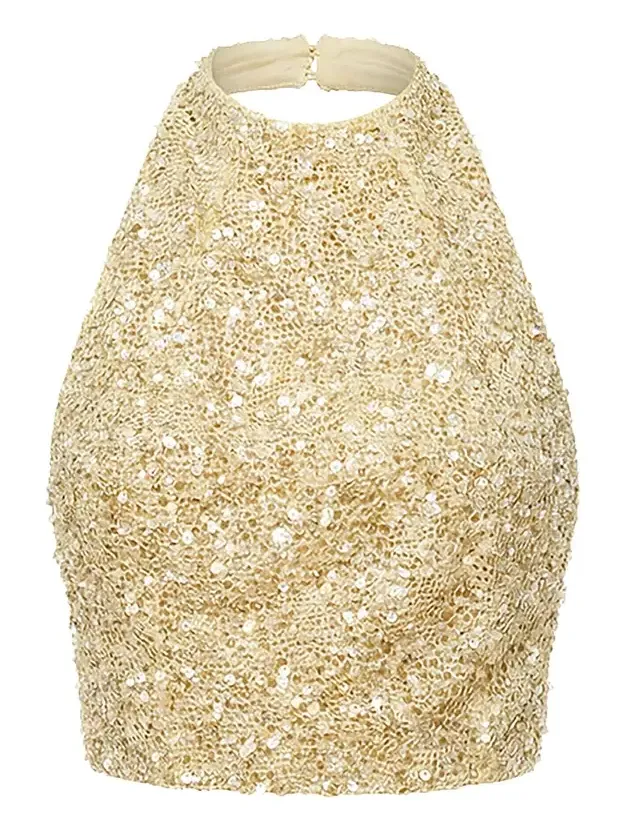 Eclat Glow Embellished Halter Neck Top Eclat Glow Embellished Halter Neck Top