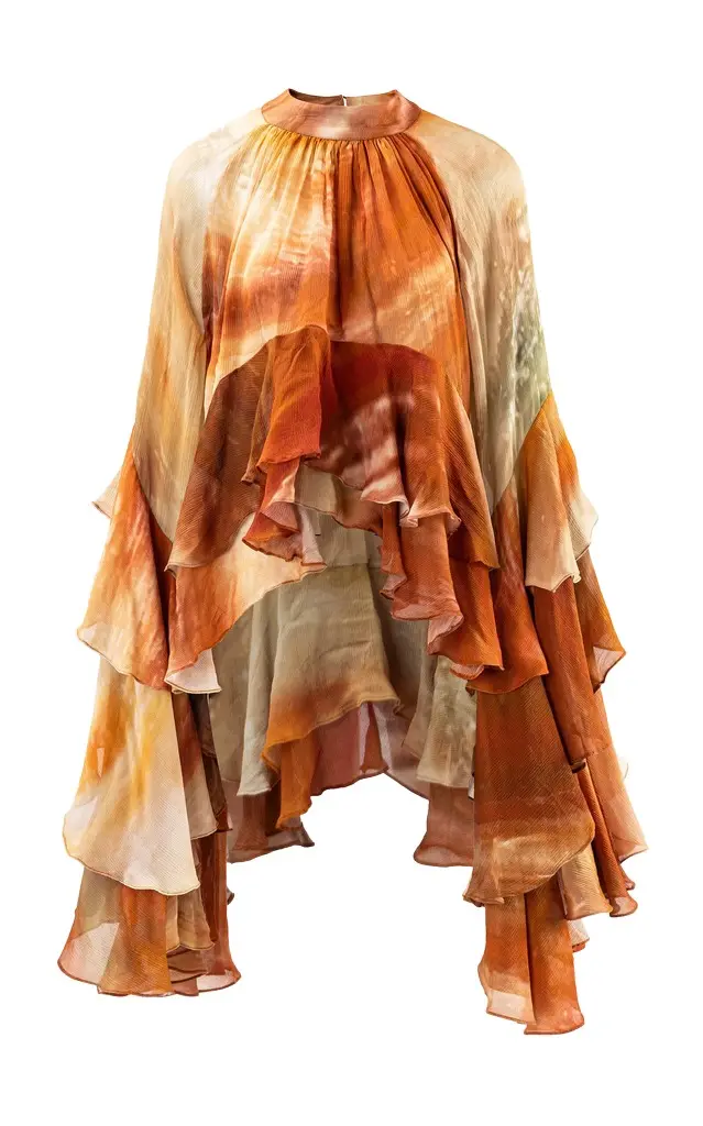 Saffron Sunset Silk Chiffon Top
