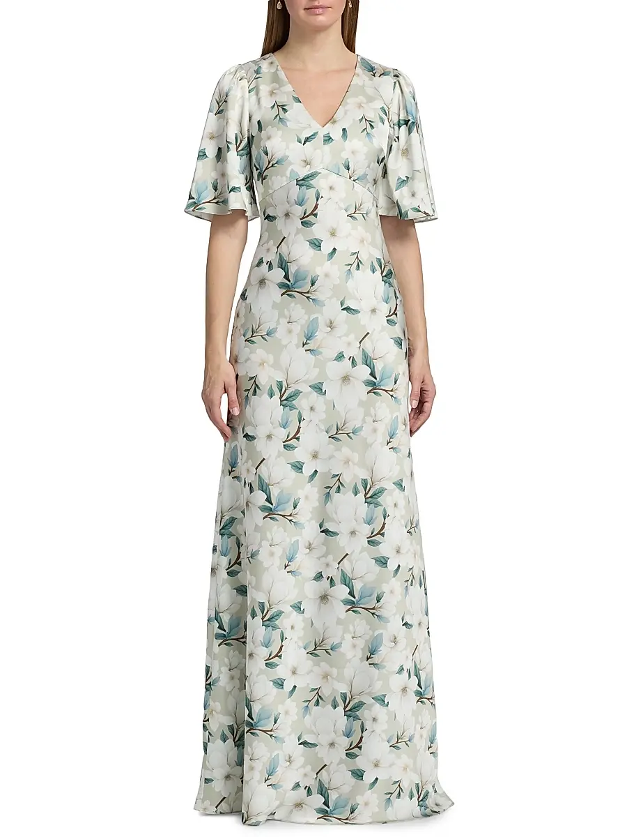 SACHIN & BABI Women's Mae Floral Flutter-Sleeve Gown | Thumbnail 3