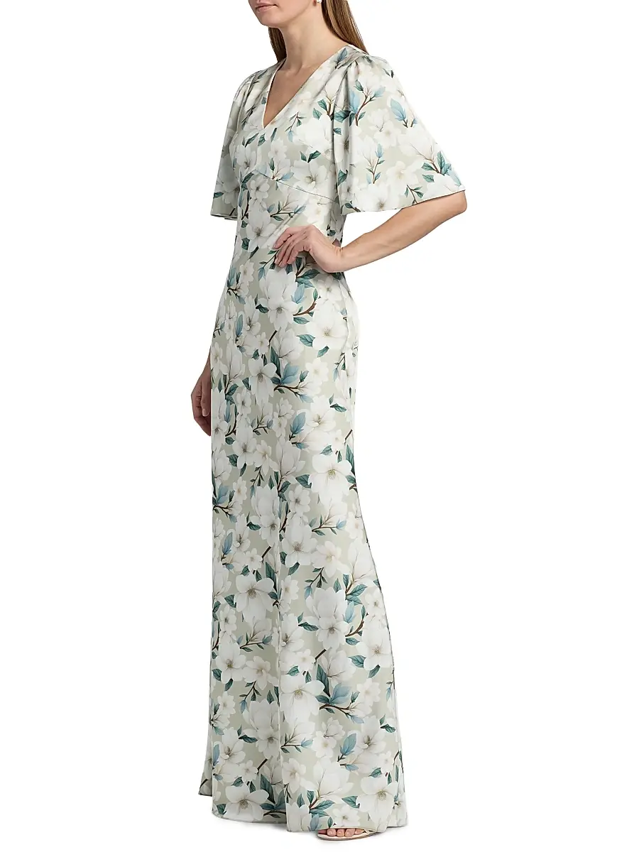 SACHIN & BABI Women's Mae Floral Flutter-Sleeve Gown | Thumbnail 4