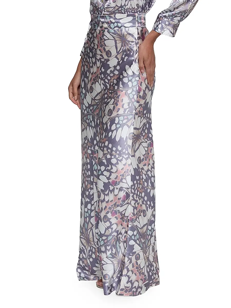 L'Agence Women's Ryker Butterfly-Print Silk Maxi Skirt | Thumbnail 4 L'Agence Women's Ryker Butterfly-Print Silk Maxi Skirt | Thumbnail 4