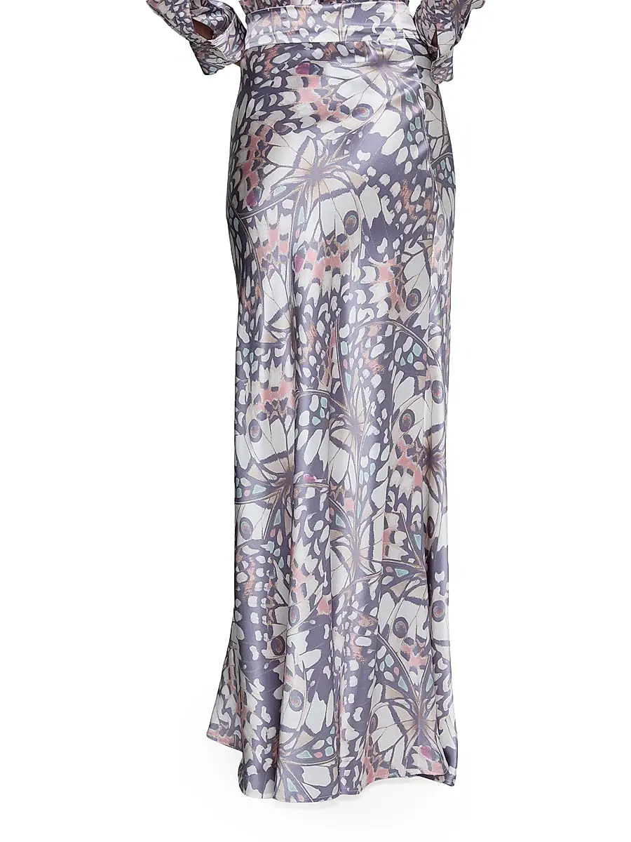 L'Agence Women's Ryker Butterfly-Print Silk Maxi Skirt | Thumbnail 5 L'Agence Women's Ryker Butterfly-Print Silk Maxi Skirt | Thumbnail 5