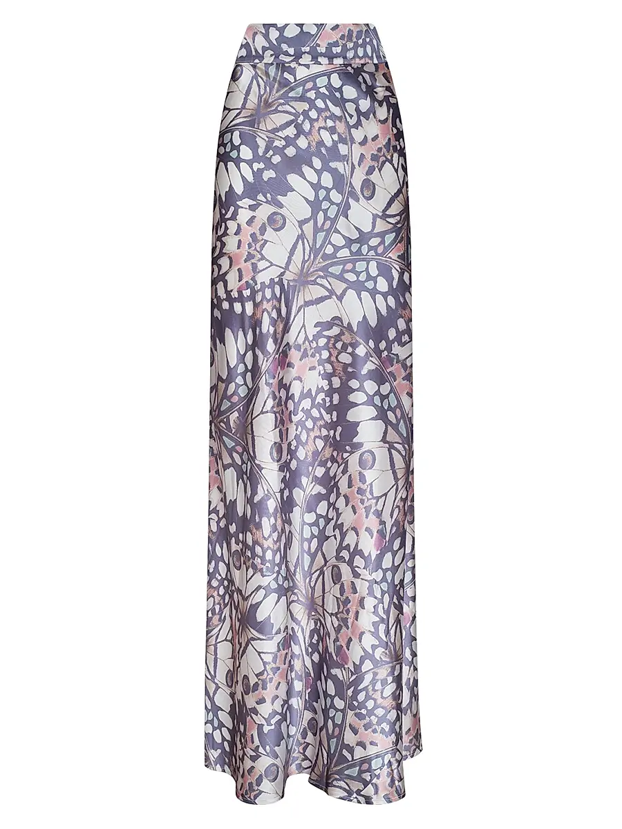 L'Agence Women's Ryker Butterfly-Print Silk Maxi Skirt - Multi Butterfly Wing - Size 16 | Image 1 L'Agence Women's Ryker Butterfly-Print Silk Maxi Skirt - Multi Butterfly Wing - Size 16 | Image 1