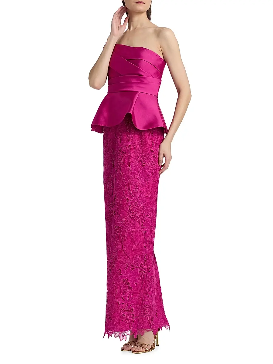 THEIA Women's Colby Mikado & Lace One-Shoulder Gown | Thumbnail 4 THEIA Women's Colby Mikado & Lace One-Shoulder Gown | Thumbnail 4