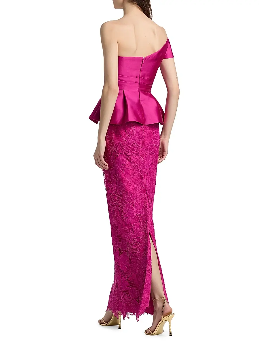 THEIA Women's Colby Mikado & Lace One-Shoulder Gown | Thumbnail 5 THEIA Women's Colby Mikado & Lace One-Shoulder Gown | Thumbnail 5