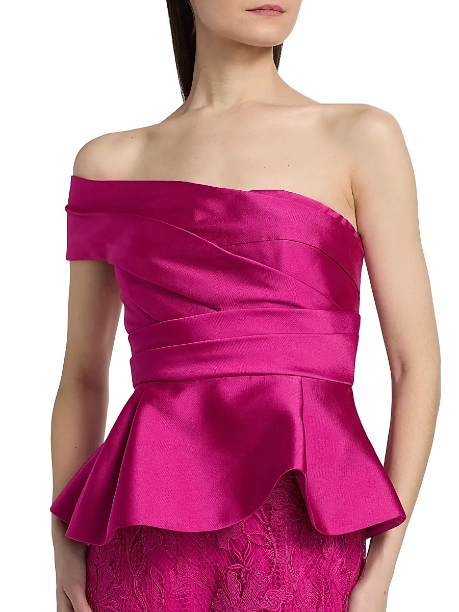 THEIA Women's Colby Mikado & Lace One-Shoulder Gown | Thumbnail 6 THEIA Women's Colby Mikado & Lace One-Shoulder Gown | Thumbnail 6