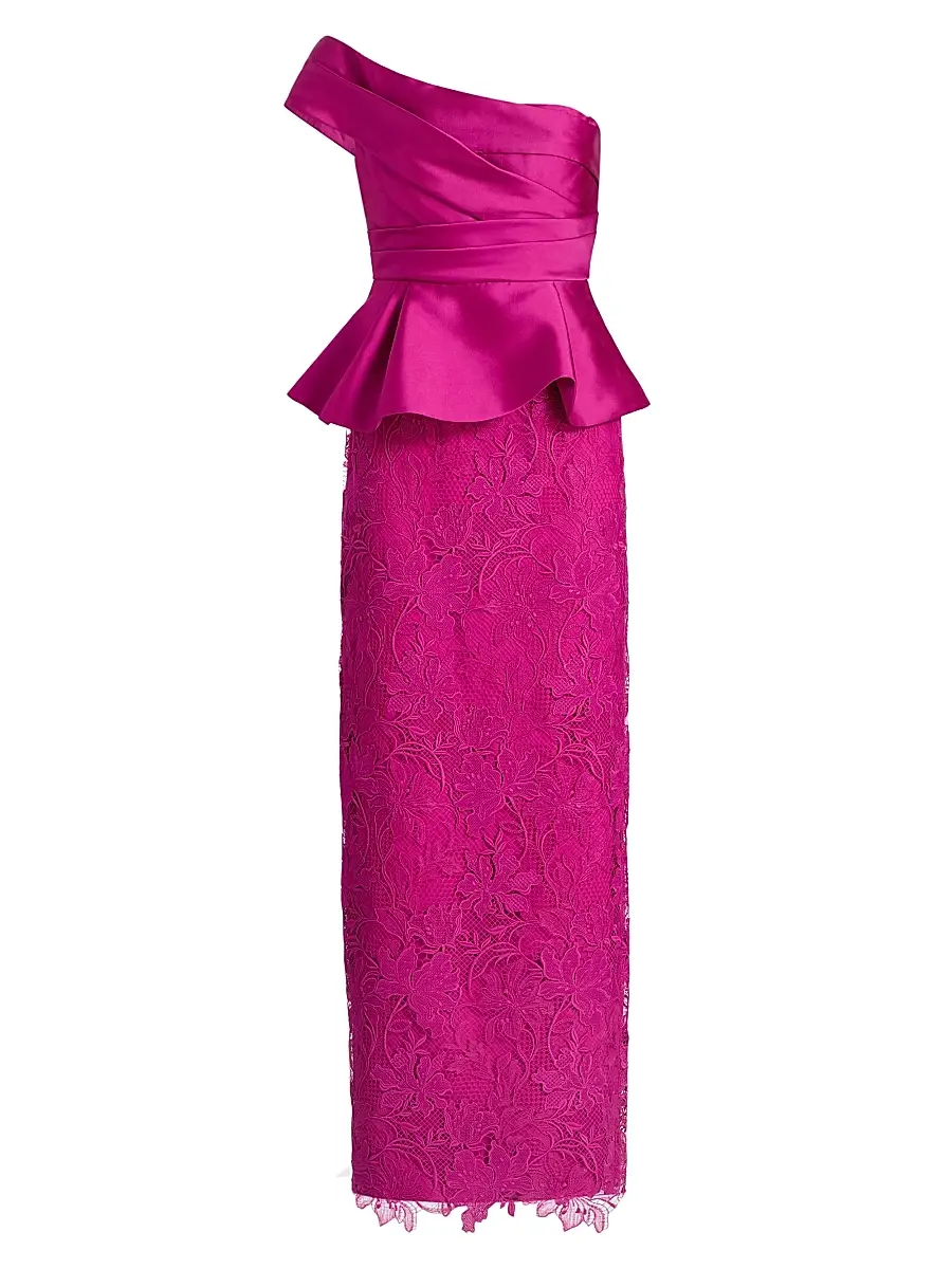 THEIA Women's Colby Mikado & Lace One-Shoulder Gown - Kyoto Dust - Size 16 | Image 1 THEIA Women's Colby Mikado & Lace One-Shoulder Gown - Kyoto Dust - Size 16 | Image 1