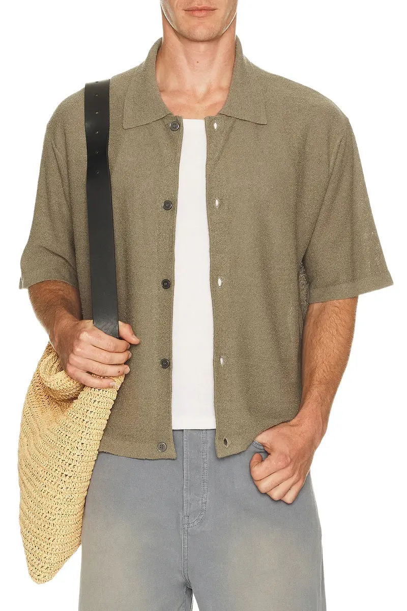 Frame Light Cotton Silk Short Sleeve Cardigan