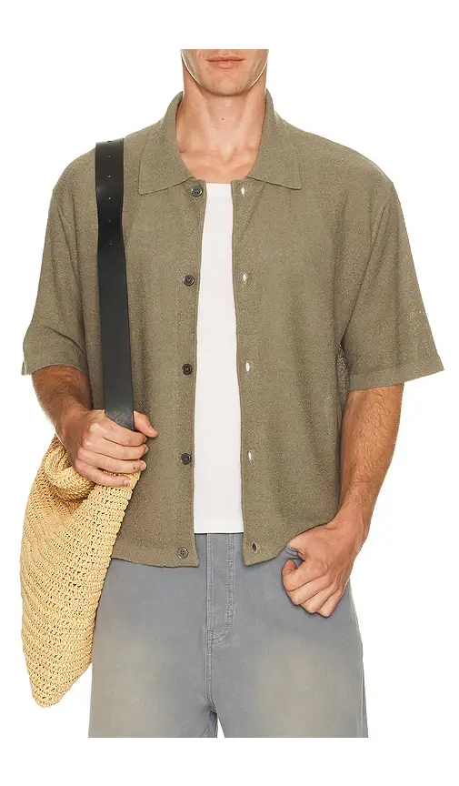 Frame Light Cotton Silk Short Sleeve Cardigan | Image 1 Frame Light Cotton Silk Short Sleeve Cardigan | Image 1