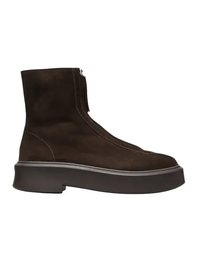 Suede Zip Moto Booties