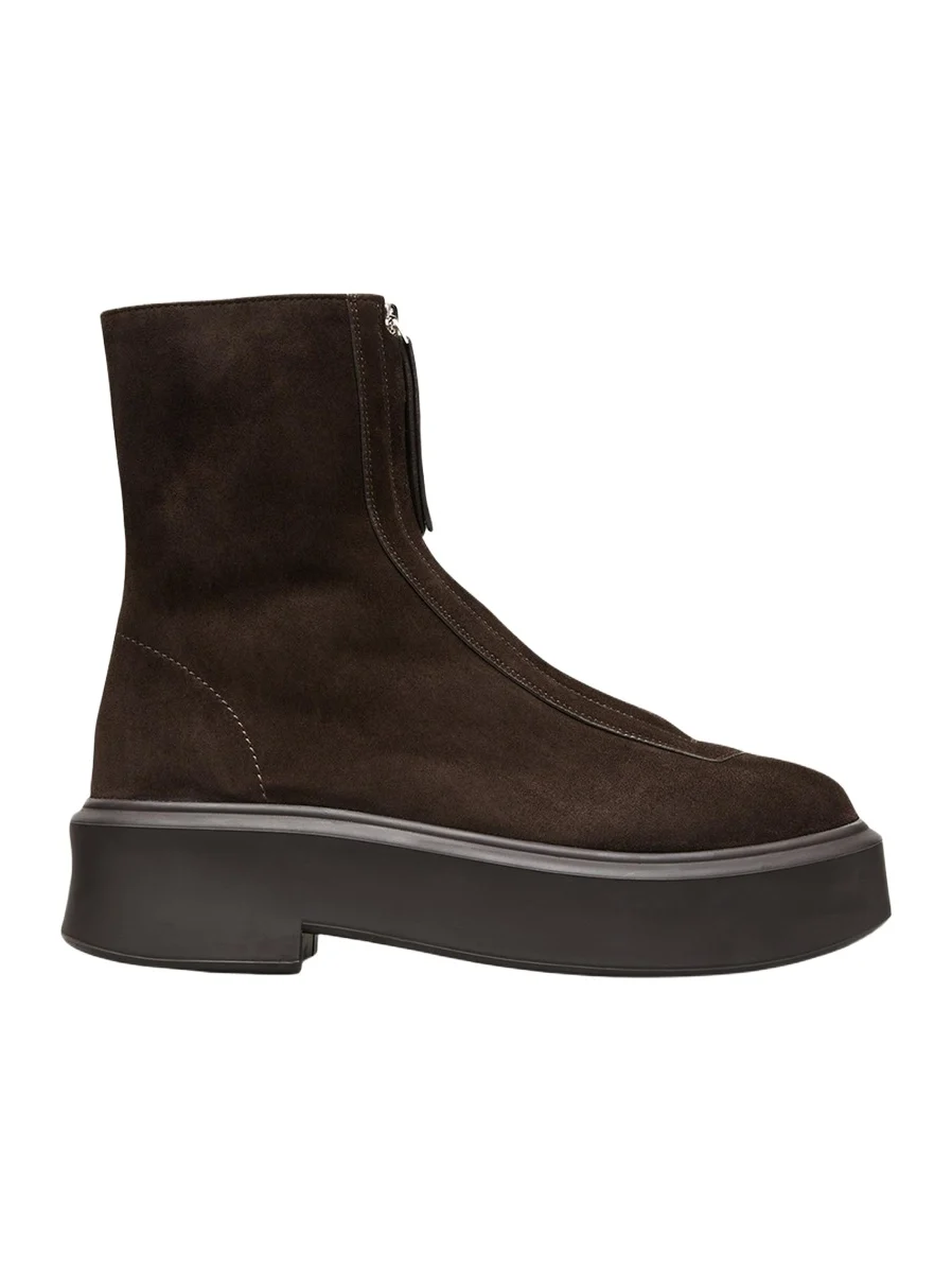 Suede Zip Moto Booties