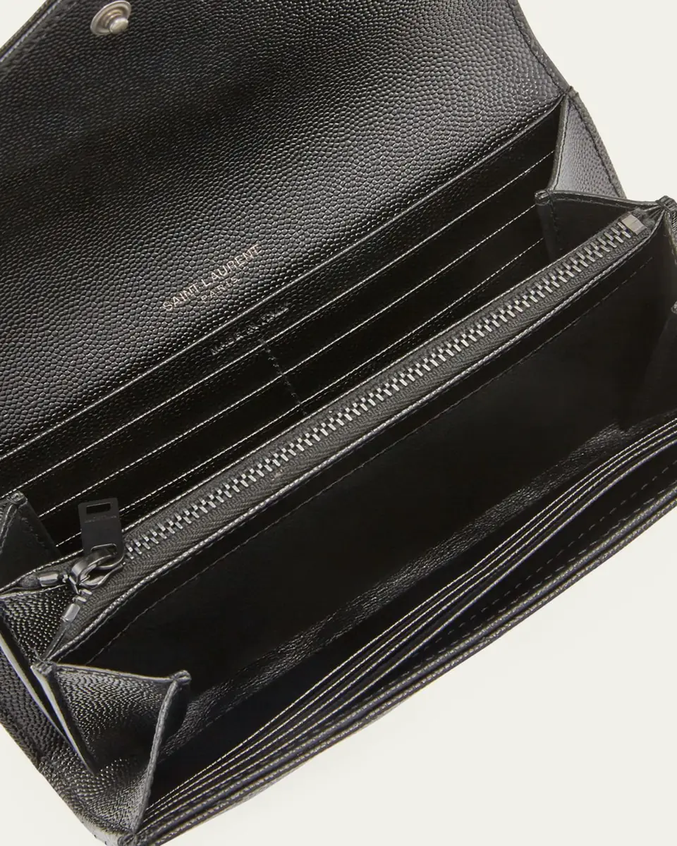 Saint Laurent YSL Monogram Large Flap Wallet in Grained Leather | Thumbnail 2 Saint Laurent YSL Monogram Large Flap Wallet in Grained Leather | Thumbnail 2