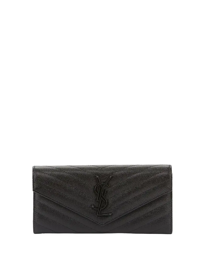 Saint Laurent YSL Monogram Large Flap Wallet in Grained Leather | Image 1 Saint Laurent YSL Monogram Large Flap Wallet in Grained Leather | Image 1