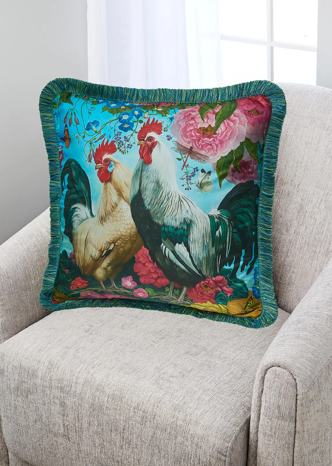 Yana Movchan Two Brothers Fringe Silk Pillow