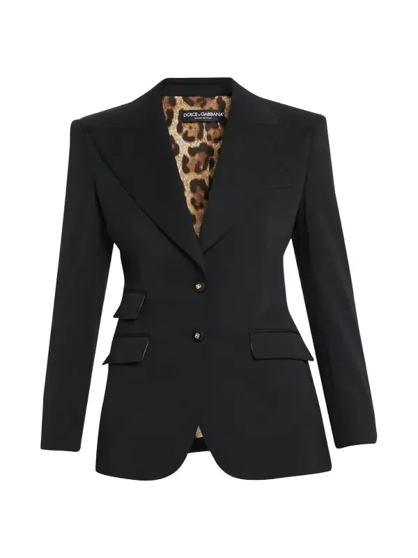Wool Blazer Jacket w/ Button Detail