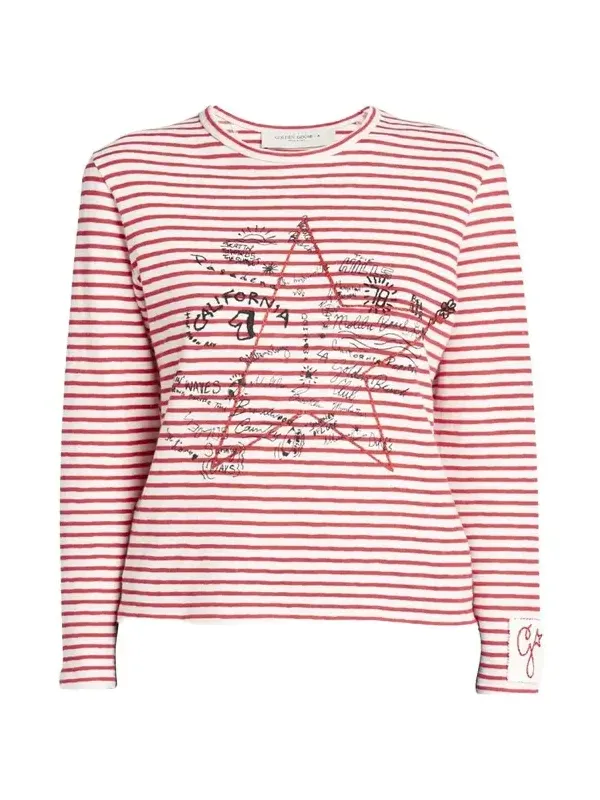 Golden Goose Striped Long-Sleeve T-Shirt w/ Embroidery