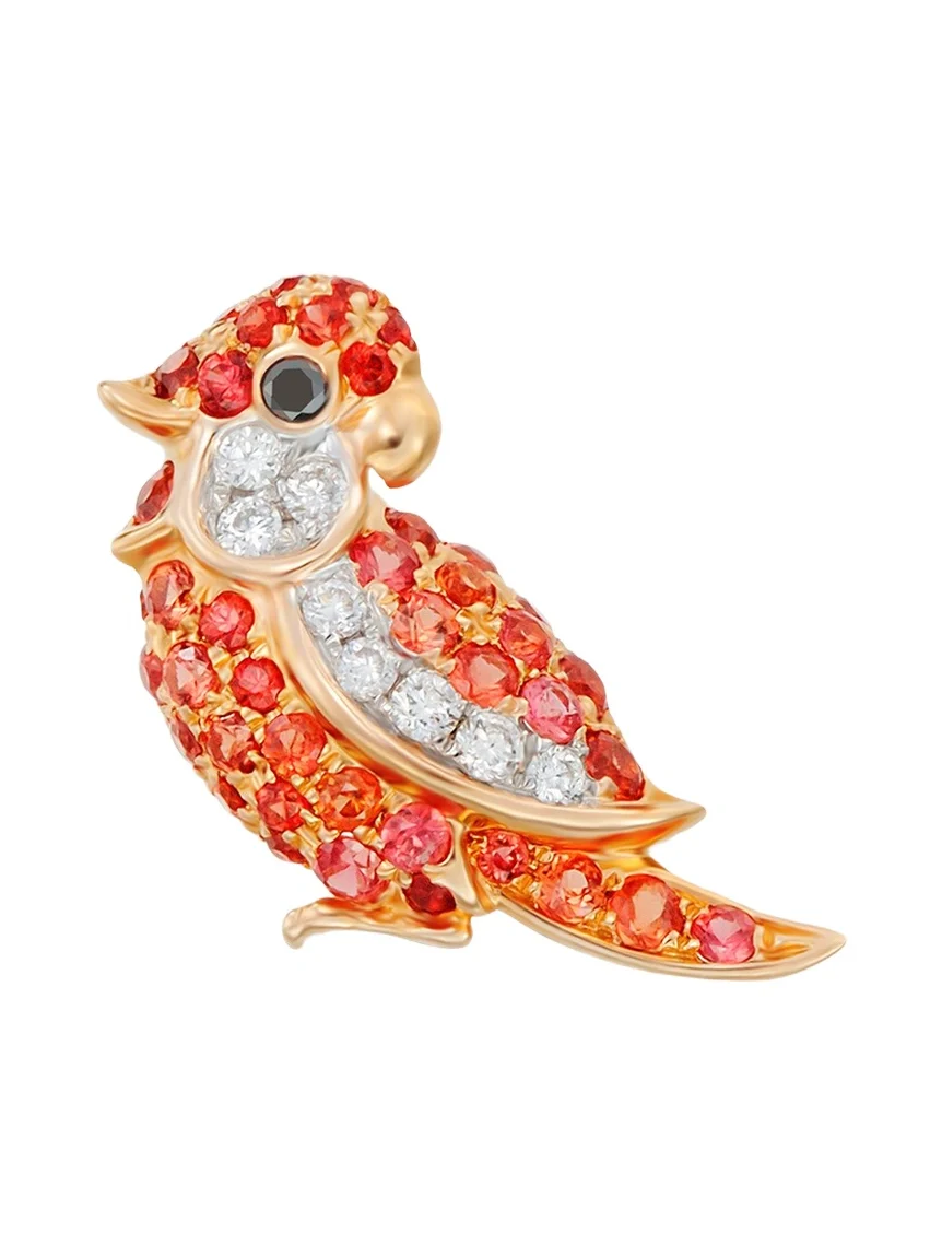 Orange Little Bird Earring, Single (Right) Orange Little Bird Earring, Single (Right)