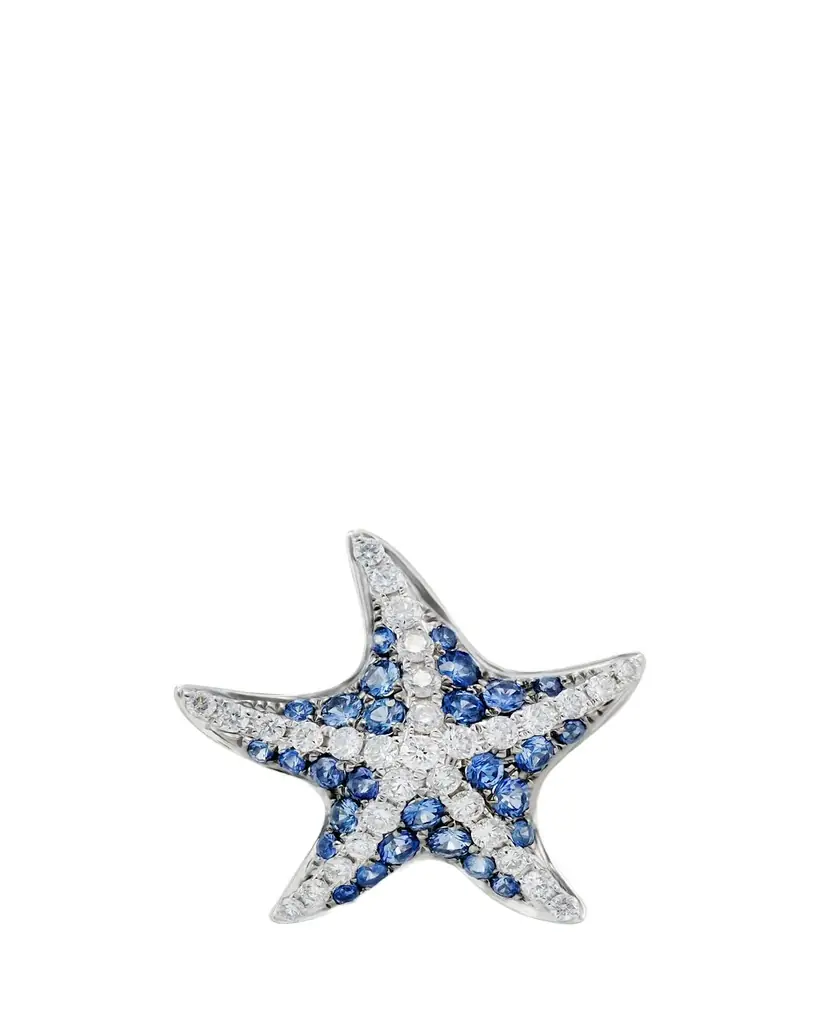 Mio Harutaka 18k White Gold Sea Star Single Earring With Blue Sapphire | Image 1 Mio Harutaka 18k White Gold Sea Star Single Earring With Blue Sapphire | Image 1