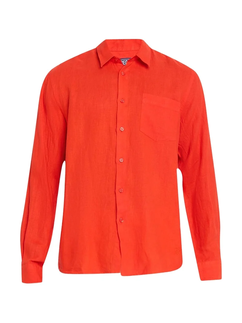Men's Caroubis Solid Linen Sport Shirt