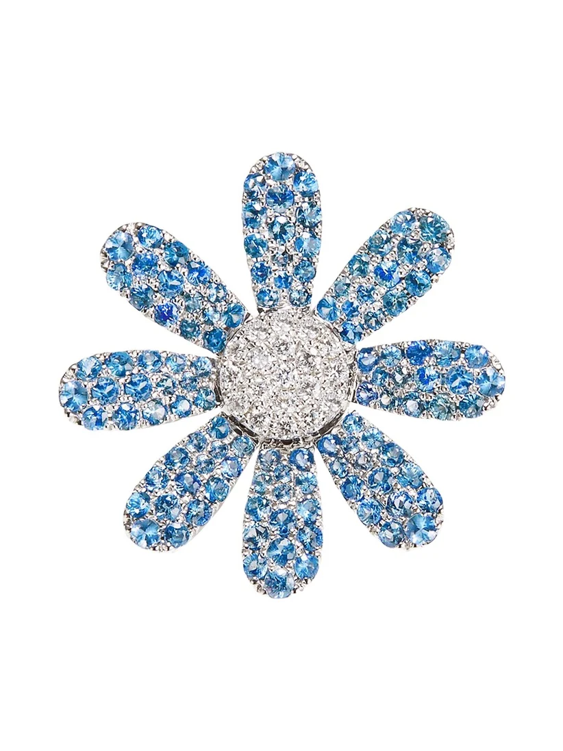 Blue Margaret Sapphire and Diamond Earring, Single Blue Margaret Sapphire and Diamond Earring, Single