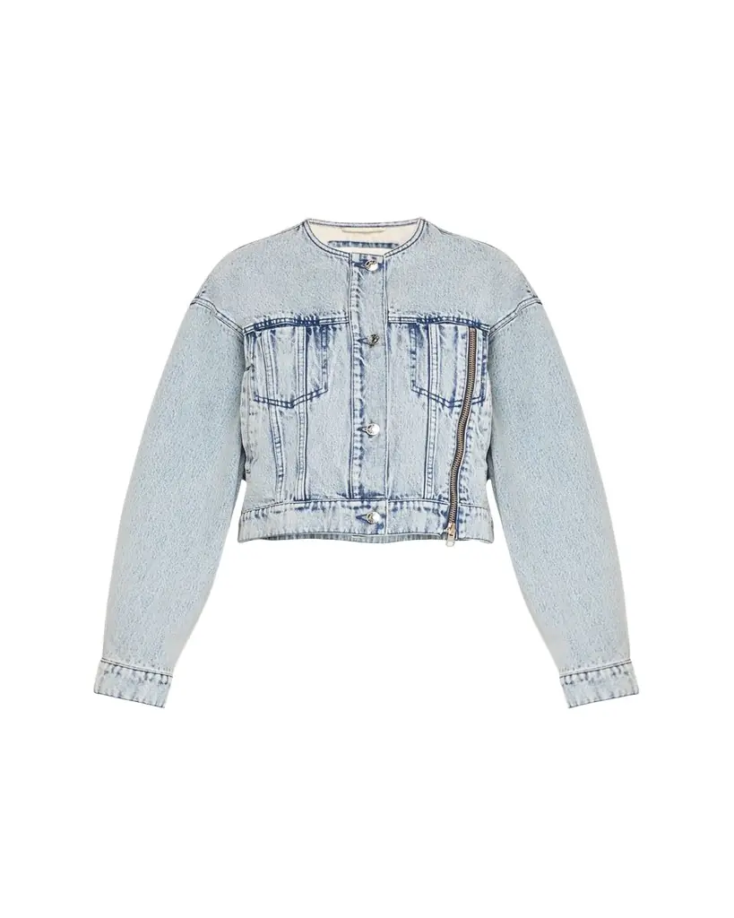 3.1 Phillip Lim Collarless Denim Jacket | Image 1 3.1 Phillip Lim Collarless Denim Jacket | Image 1