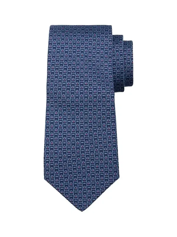 Men's Gancini Monogram-Print Silk Tie