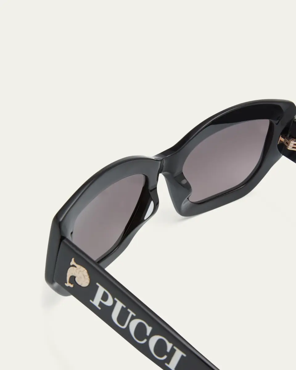 PUCCI Oversized Logo Acetate & Metal Sunglasses | Thumbnail 5